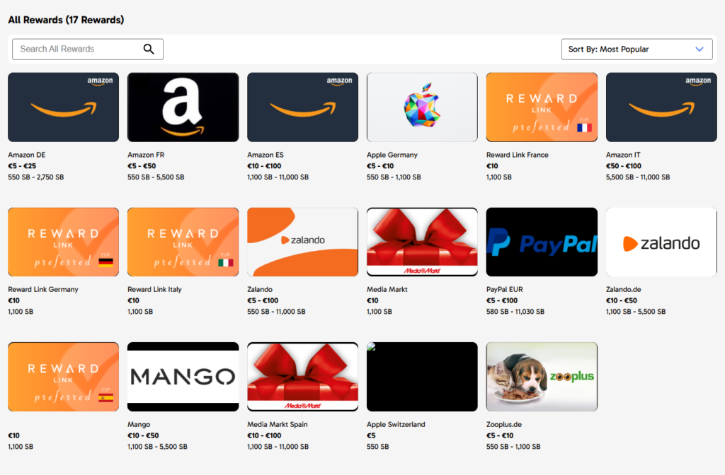 swagbucks rewards page