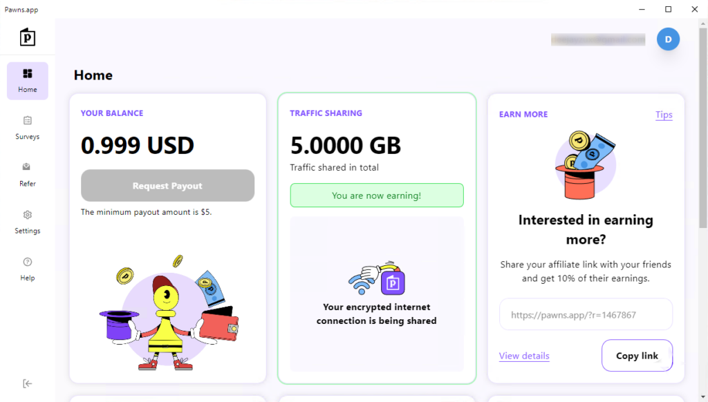 Pawns.app Dashboard