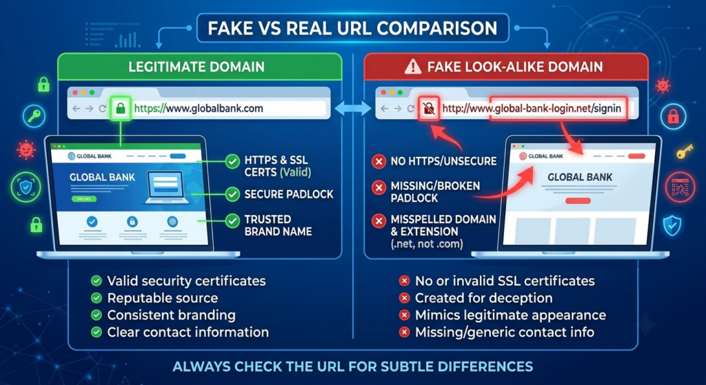 Fake vs Real URL Comparison