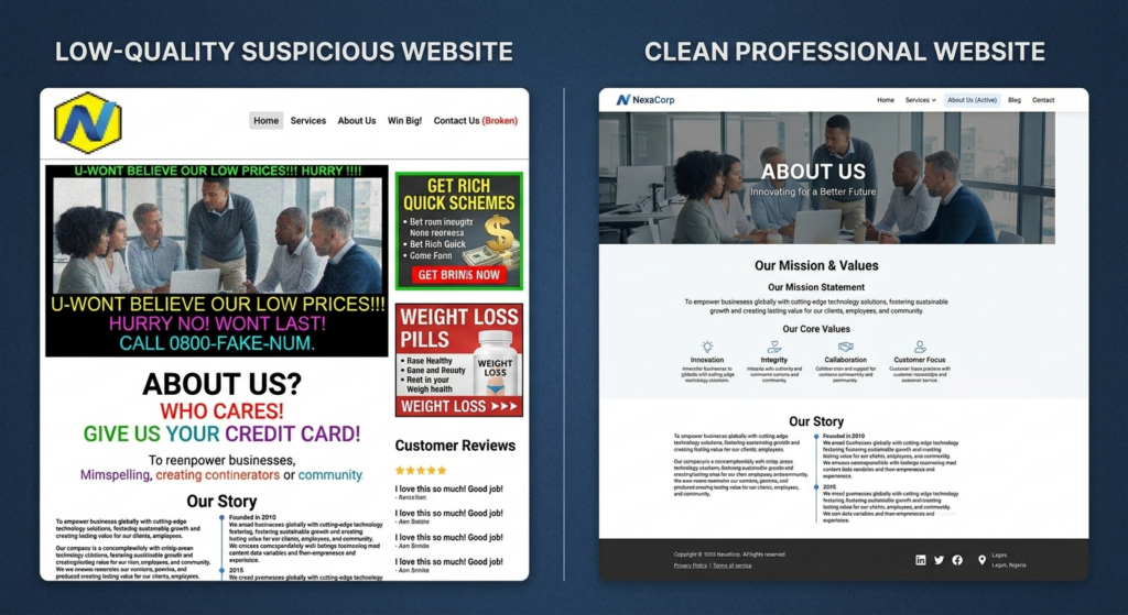 Poor vs Professional Website Design